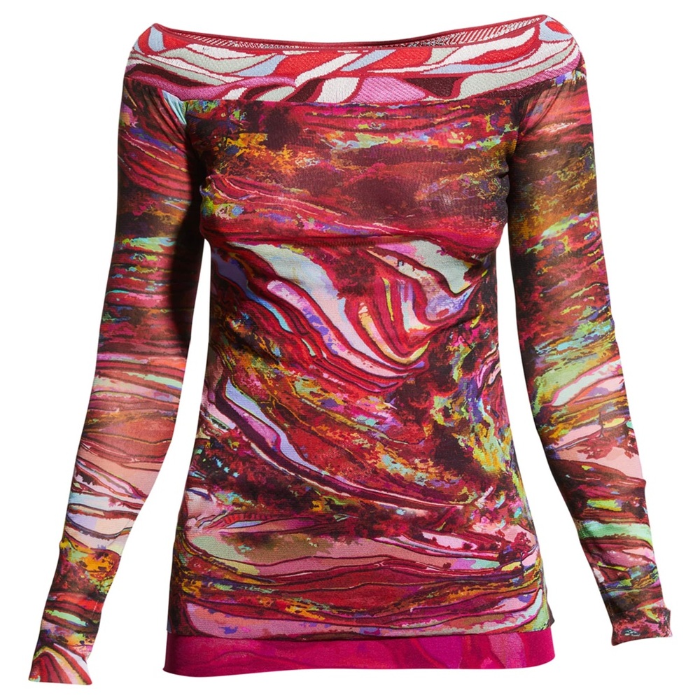 NWT Fuzzi Tulle Boat-Neck Sweater Med $325